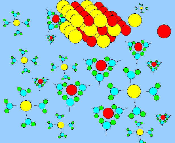 A saturated solution can not dissolve any more solute. Solute crystal may float in the water as they are unable to dissolve.