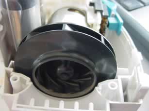 The rotating wheel of the Dustbuster.