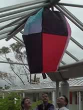 test flying the balloon. Always have it tethered. Click to see a 120kb movie of the launch