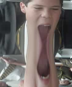 The big jaw syndrome is an illusion formed by a curved mirror.
